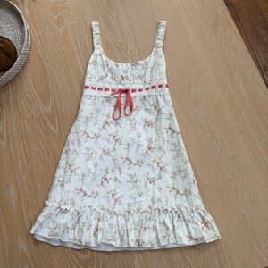 Floral White Dress with Pink Accents